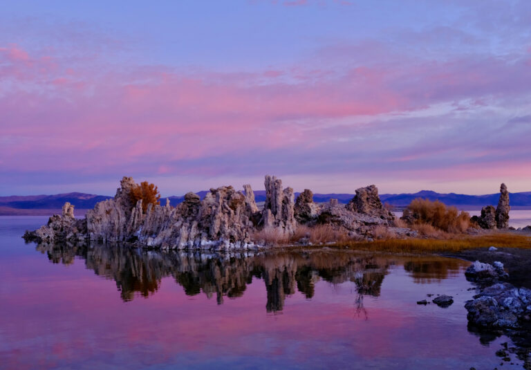 A grove of tufa towers along the south shore of Mono Lake, California, where long-term drought, global warming and water diversions threaten an ancient ecosystem. Photo credit: Bob Berwyn