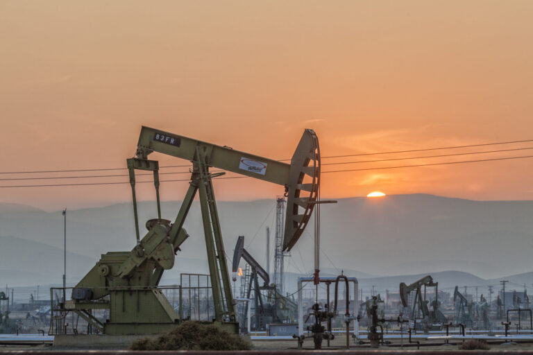Pump jacks at the Belridge Oil Field and hydraulic fracking site in Kern County, California. Credit: Citizens of the Planet/Education Images/Universal Images Group via Getty Images