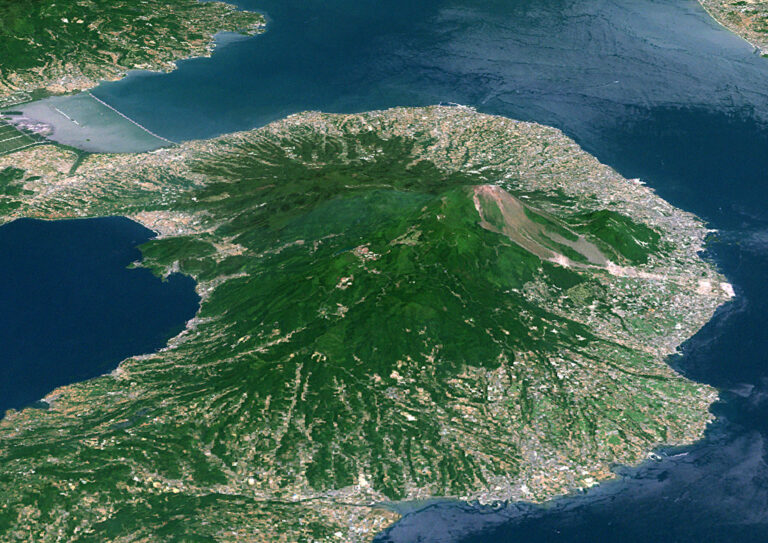 A 3D satellite image of the Mount Unzen Volcano, on the Island of Kyushu, East of Nagasaki, Japan, in 1993. Two years earlier, volcanologists Katia and Maurice Krafft died there, studying the eruption. (Photo by Planet Observer/Universal Images Group via Getty Images.