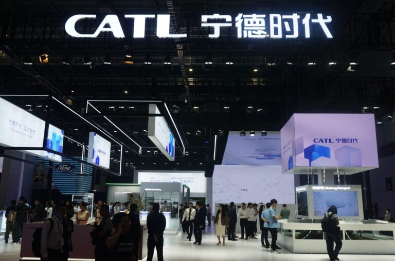 People visit the booth of CATL, a major power battery maker, at the Shanghai Auto Show in Shanghai, China Wednesday, April 19, 2023. Credit: Long Wei / Feature China/Future Publishing via Getty Images