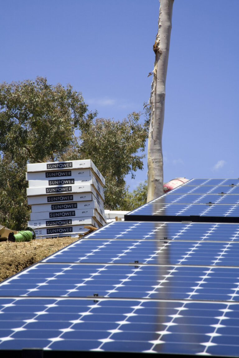 A residential grid-tied solar array in installed on a hillside in Malibu, California. Credit: Citizen of the Planet/Education Images/Universal Images Group via Getty Images.
