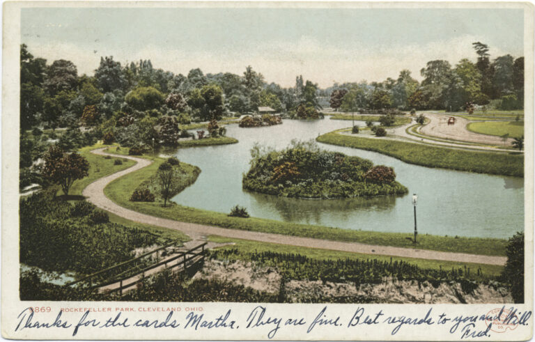 A postcard shows Rockefeller Park in Cleveland, Ohio the early 20th century. Credit: Sepia Times/Universal Images Group via Getty Images