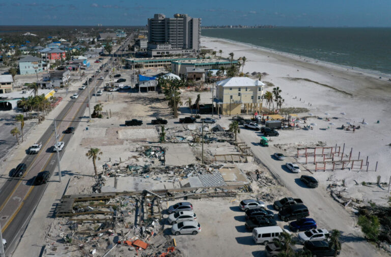 A stock photo of impacts of Hurricane Ian on Fort Myers Beach, Florida.