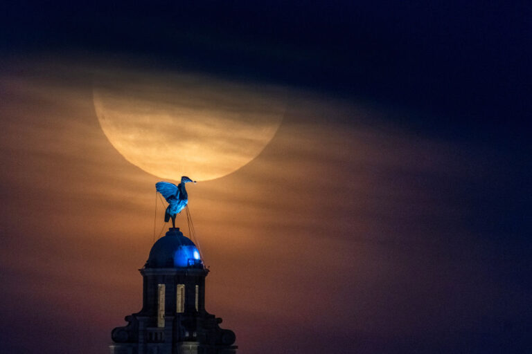 Full Blue Moon in Liverpool, United Kingdom.