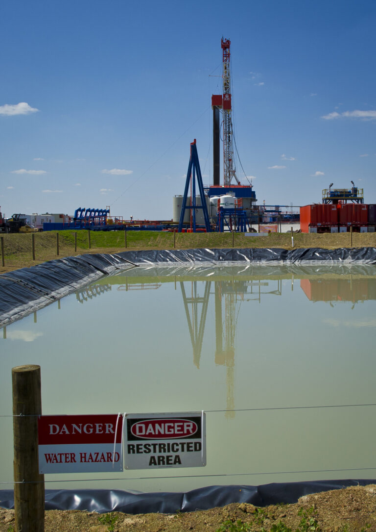 File photo: A horizontal gas drilling rig in the Marcellus Shale outside Waynesburg, Pennsylvania. Massive quantities of water, sand and chemicals, many exempt from regulation under the "Halliburton amendment," are pumped into the wells at high pressure as part of the fracking process. Credit: MLADEN ANTONOV/AFP via Getty Images.