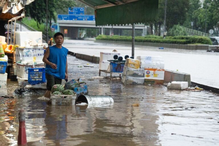 Flooded street in Hongkong