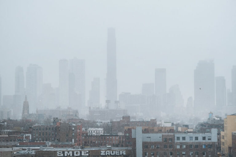 New York City light snow after a winter storm in 2023