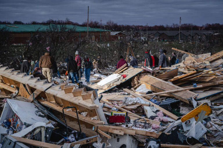 Aftermath of a tornado on December 10, 2023 in Clarksville, Tennessee