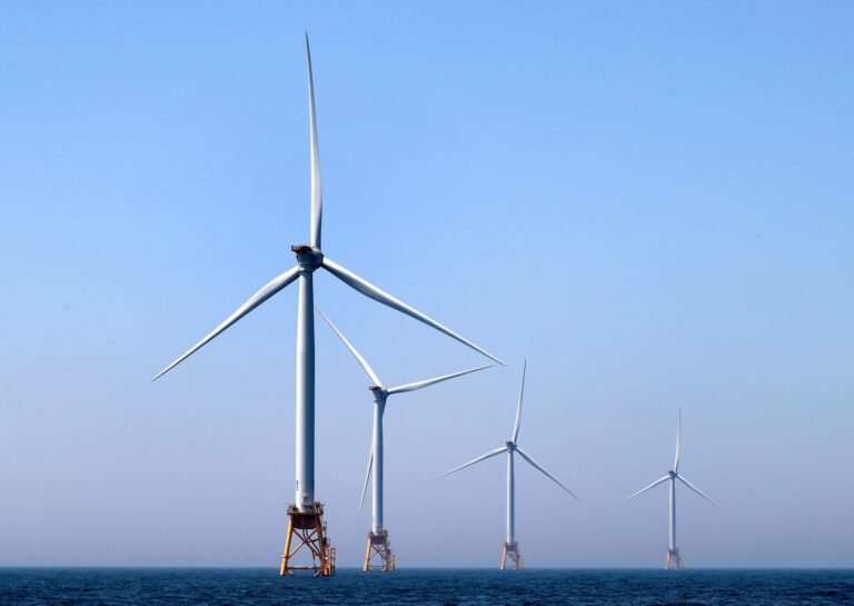 The Block Island Wind Farm off the coast of Block Island, Rhode Island, is pictured on June 13, 2017. Credit: David L. Ryan/The Boston Globe via Getty Images