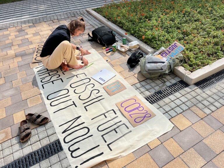 American climate activists accused the U.S. of hypocrisy at the COP28 climate talks in Dubai, as the world's largest oil and gas producer, for pushing carbon emissions reductions over a fossil fuel phaseout. Credit: Bob Berwyn/Inside Climate News
