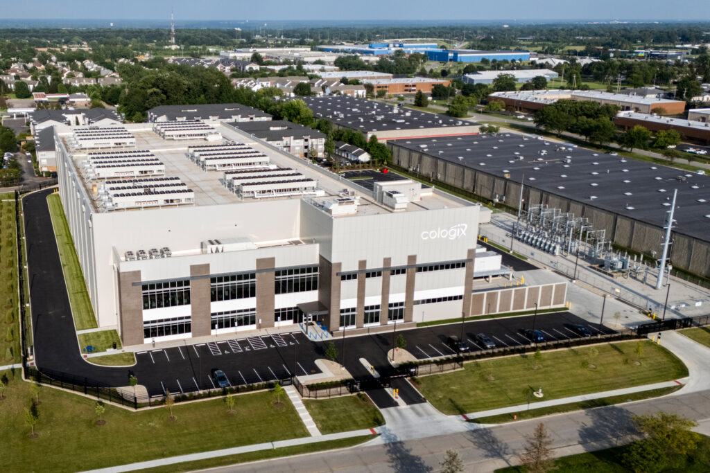 Cologix’s COL4 data center and its adjacent substation is seen on July 24 in Columbus, Ohio. Credit: Eli Hiller/The Washington Post via Getty Images