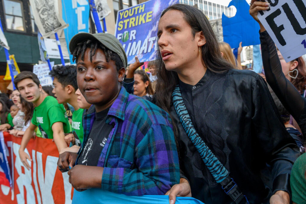 Vic Barrett (left) and Xiuhtezcatl Tonatiuh Martinez are two of the former plaintiffs in the climate case Juliana v. United States who filed a new petition with the Inter-American Commission on Human Rights. Credit: Our Children’s Trust