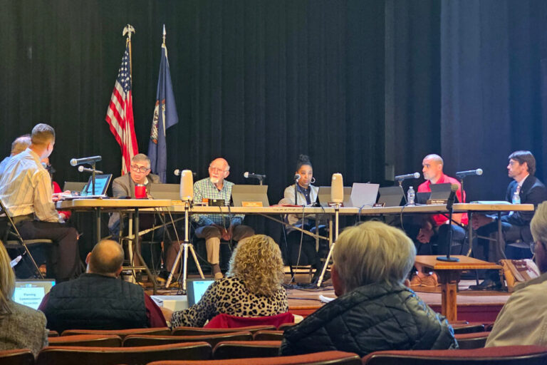 The Fluvanna County Planning Commission meets on Nov. 18 inside the Carysbrook Performing Arts Center in Fork Union, Va. Credit: Charles Paullin/Inside Climate News