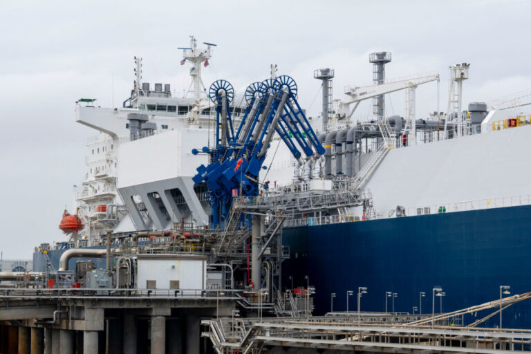 An LNG transport ship is seen docked in Freeport, Texas, on Dec 5, 2025. Credit: Kirk Sides/Houston Chronicle via Getty Images