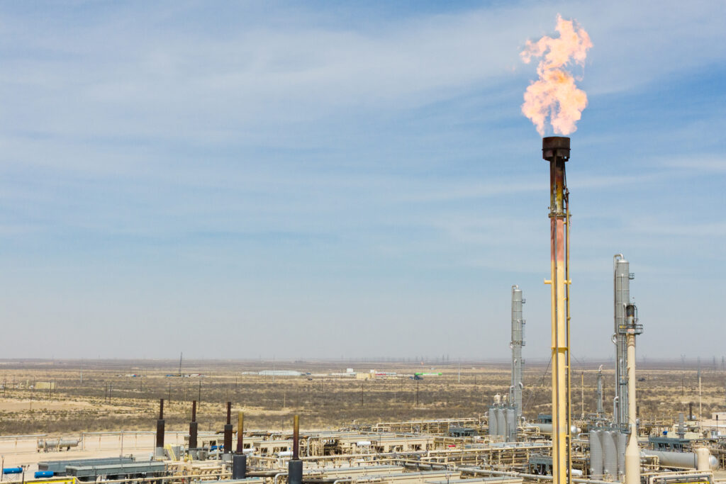 The Mi Vida gas plant is seen on March 18 in the Permian Basin of West Texas near Pecos. Credit: Brandon Bell/Getty Images