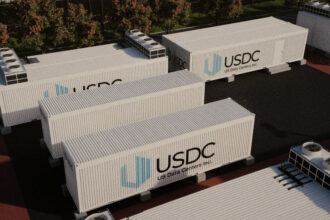 Une maquette fournie par un représentant de DigiPowerX montre les installations modulaires qui feront partie de la première phase d'expansion de l'entreprise. Crédit : Lee Hedgepeth/Pacte Climat