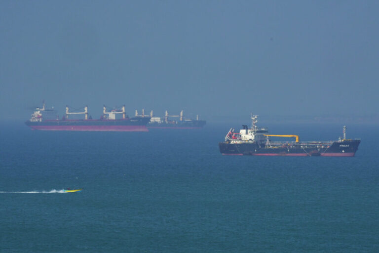 An oil tanker navigates the Strait of Hormuz on April 28. Credit: Asghar Besharati/Getty Images