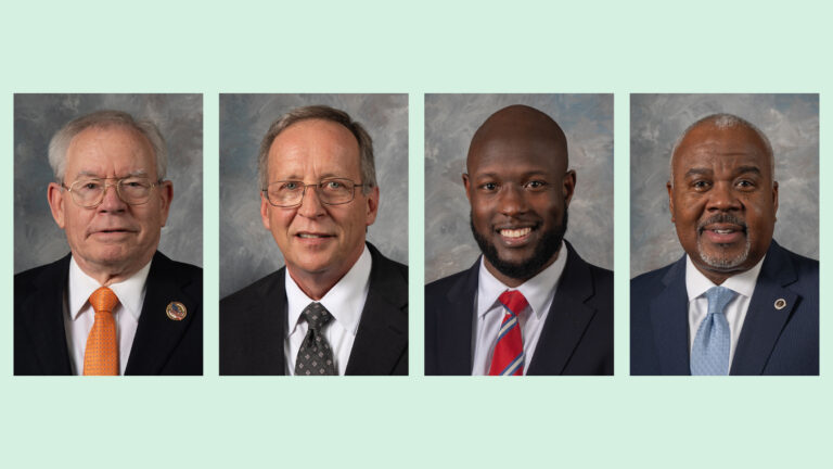Gov. Kay Ivey announced the appointments of four new Alabama Public Service Commissioners (from left): Ron Burgess, Fred Johnson, Demarcus Joiner and Quinton Ross. Credit: Alabama Governor