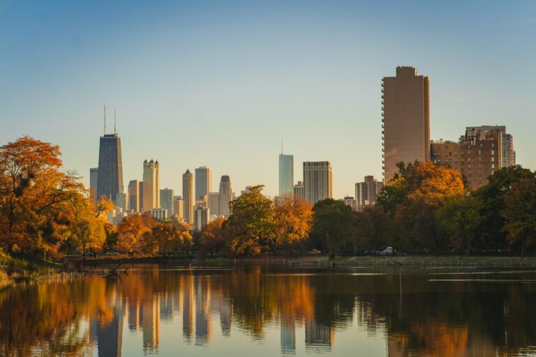 Beautiful fall foliage in Chicago