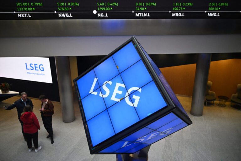 Inside the London Stock Exchange Group’s headquarters in London on April 28. Credit: Justin TALLIS/AFP via Getty Images